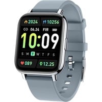 Smartwatch für Damen und Herren, Fitnessuhr mit Bluetooth-Anruf, 1,69 Zoll Touchscreen mit Herzfrequenz-/Schlafmonitor, wasserdicht für Android/IOS - Grau