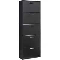 [en.casa] Schuhschrank Sykkylven 169x60x24 cm mit 5 Klappen Schwarz