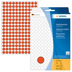 HERMA Klebepunkte 2212 rot Ø 8,0 mm, 5.632 St.