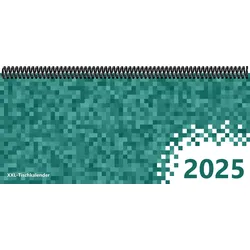 Tischkalender 2025 XXL I Pixel türkis I 32,5 x 14,5 cm I Querformat