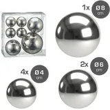 Cepewa 7er Set Style Deko Kugeln 3 Größen Sortiert Silber Teichkugeln Metallkugeln - Silber