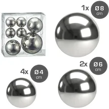 Cepewa 7er Set Style Deko Kugeln 3 Größen Sortiert Silber Teichkugeln Metallkugeln - Silber