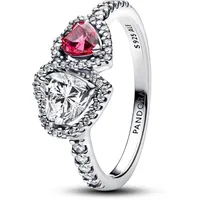 Pandora Timeless Strahlenkranz Herzen Ring aus Sterling Silber mit Zirkonia, Größe: 54,