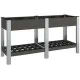furnicato Garten-Hochbeet mit Ablage 150 x 50 x 75 cm Grau