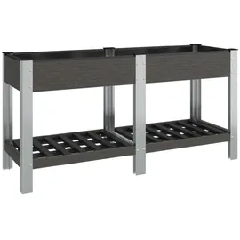 furnicato Garten-Hochbeet mit Ablage 150 x 50 x 75 cm Grau