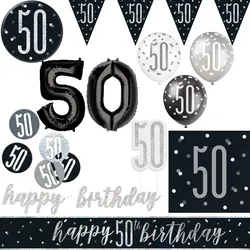 50. Geburtstag Partyset Deko schwarz silber Party Dekoration Set Mann Geburtstagsdeko