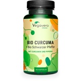 Bio Kurkuma Kapseln | Einzigartig: BIO Curcuma EXTRAKT – kein Pulver | 14.200 mg Kurkuma-Äquivalent pro Kapsel | 152 mg Curcumin | Mit Piperin | 60 Kapseln | Vegan | Deutsche Produktion von Vegavero®