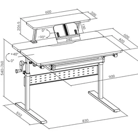 Ergo Office Kinderschreibtisch ER-483 70 x 50 cm Holz grau/weiß