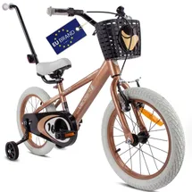 SUN BABY Kinderfahrrad Jungen Fahrrad Stützräder Schubstange ab 2-6 Jahre BMX Kinder (Cappuccino, 16 Zoll)