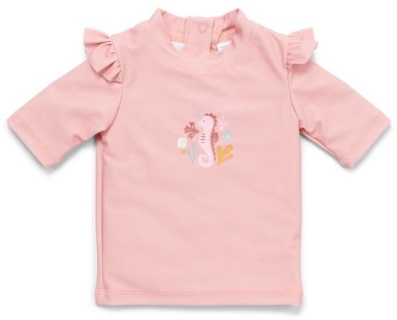 Bade-T-Shirt kurzarm Rüschen Seahorse Pink gr. 86/92 | Little Dutch