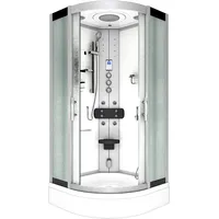 AcquaVapore Duschkabine Komplettdusche mit Schiebetür 90 x 90 cm weiß Sicherheitsglas D46-50M1