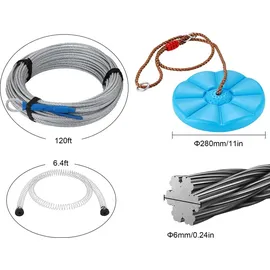 Vevor Zipline Seilrutsche, 35,58 m Seilbahn, Zip Line Kit für Kinder und Erwachsene.) bis 150 kg, Backyard Zip Line Kit mit Verbessertem Federbremssystem, Seilbahn Garten (Nur für Teenager. Nicht für