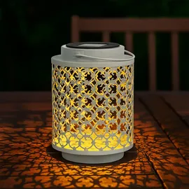 ETC Shop LED Solarleuchte 13 x 18 cm orientalisch-weiß
