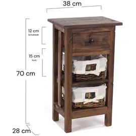 DESIGN DELIGHTS Rattan 70 Dunkelbraun Mahagoni 70 x 38 x 28 cm