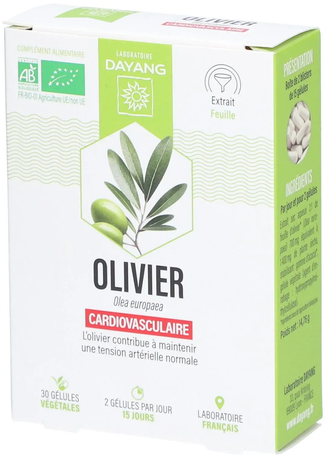 DAYANG GÉLULE BIO OLIVIER - Gélule, complément alimentaire à base d'olivier. - bt 2 X 15 30 capsule(s)