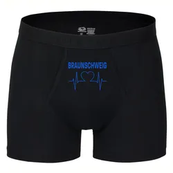multifanshop Herren Boxer Short - Braunschweig - Herzschlag - Druck blau - Unterwäsche