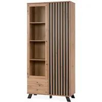 Furn.design Vitrine Eiche Artisan grau 92 cm 3-D Lamelle,