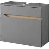 Saphir Waschbeckenunterschrank »Quickset Unterbeckenschrank, 60 cm breit, 1 Schublade«, Waschbeckenschrank mit Siphonausschnitt, ohne Waschbecken, grifflos grau