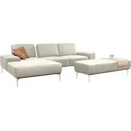 W.Schillig Ecksofa "run, Designsofa, bequem, L-Form", weiß (cream weiß z73), B:299cm H:88cm T:178cm, Longlife Xtra-Leder Z73: Naturwalkleder der Luxusklasse aus den erlesensten Rohhäuten.