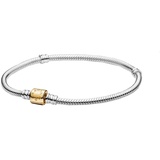 PANDORA Armband "Moments" Silber Schlangenverschluss 14K Gold 599347C00 23 cm