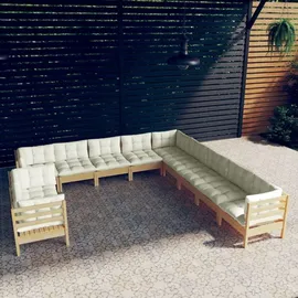 vidaXL Garten-Lounge-Set 11-tlg. beige