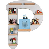 MR TEDDY BEAR Kinderregal Buchstabe P | Holzregal für Toniebox und Tonies | Tonie-Regal hergestellt in der EU | Wandregal zum Spielen und Sammeln | Für Mädchen und Jungen | im P Design in Grau
