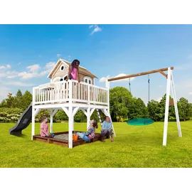 Axi Spielhaus Liam mit Sandkasten und Nestschaukel Braun - Weiß