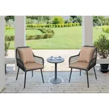 Mendler 2er-Set Gartenstuhl HWC-O12, Outdoor Sitz-/Rückenpolster Aluminium Seilgeflecht Rope ~ anthrazit, Bezug taupe
