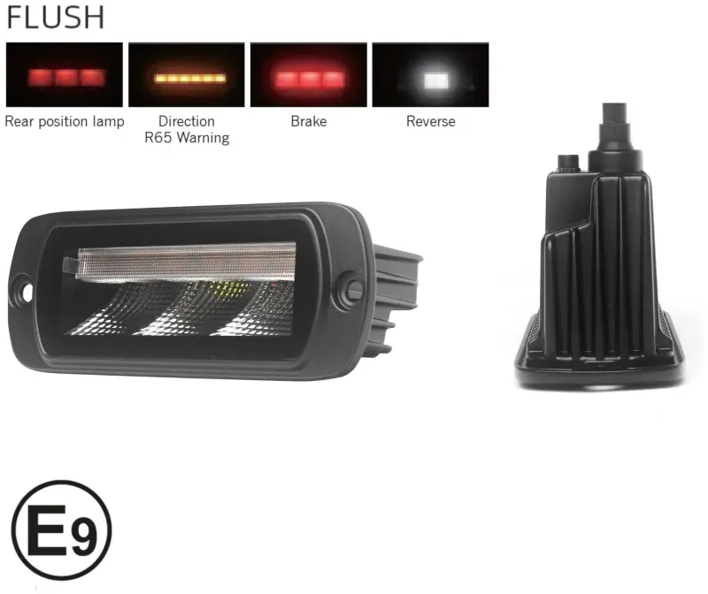 Multifunktionale LED-Rückleuchte Promolink – Positionslicht / Blinker / Rückfahrlicht / Warnblinker mit 4 Funktionen, IP65/67K,