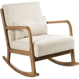 Beliani Schaukelsessel SKOVDE Stoff 66 x 82 x 79 cm Beige mit Kissen
