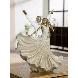 Gilde Figur Salsa Tänzer aus Kunstharz, goldfarben, metallische Optik, 30 cm hoch, 27 cm breit, 11 cm tief