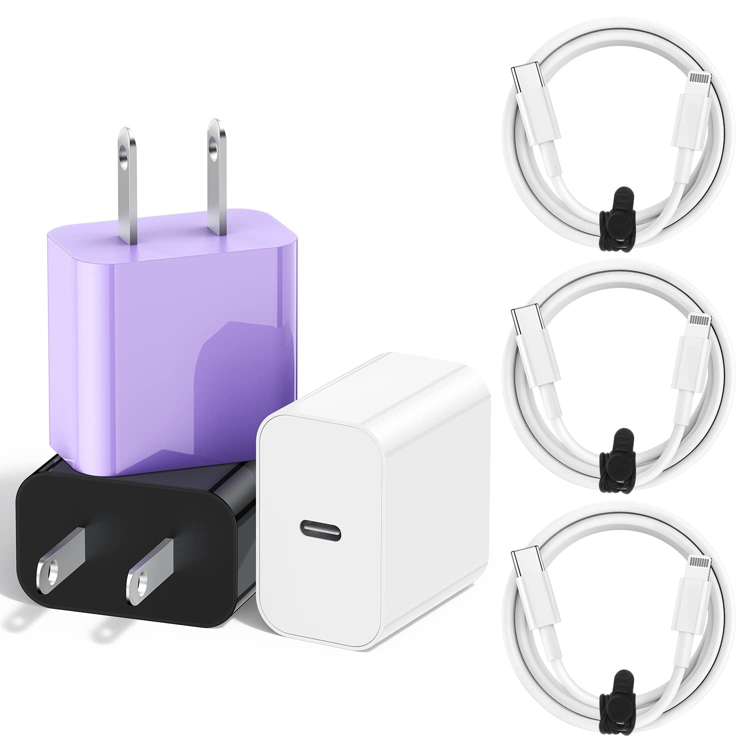 Fast Charger for iPhone 14 13 12 Pro Max Charger Fast Charging, [Apple MFI Certified] Apple Fast Charger 20W USB-C Power Block Adapter(3 Pack) and 6FT USB C to Lightning Cable for iPhone 14 13 12 iPad