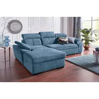 Ecksofa EXXPO - SOFA FASHION "Salerno, inkl. Kopf- und Armteilverstellung, elegant & bequem, L-Form", blau (denim), B:280cm H:77cm T:170cm, Sofas, wahlweise mit Bettfunktion und Bettkasten, tolle Detailverarbeitung