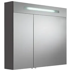 Spiegelschrank mit beleuchteter Blende, anthrazit matt, 2 Türen, 900 x 740 x 160 mm - 93 216 99