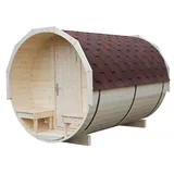 Sauna Fass 300x200 cm Ø Bausatz Fasssauna mit Terrasse NEU Gartensauna Banja