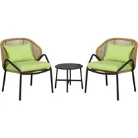 Outsunny Rattan Gartenmöbel-Set mit 2 Gartenstühlen Sitz-& Rückenkissen