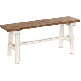 DESIGN DELIGHTS RUSTIKALE HOLZBANK Anzio 90 | 90x39x26cm (BxHxT), Bank aus Mahagoni Holz | zusammenklappbare Sitzbank, Holzbank, Küchenbank aus Holz, Faltbank | Farbe: 06 weiß-Landhaus