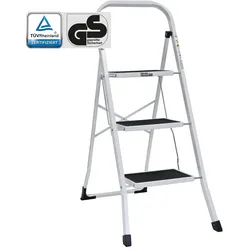 Trittleiter 3-stufig klappbar TÜV/GS 150 kg Anti-Rutsch Trittflächen Klapptri...