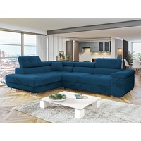 MIRJAN24 Ecksofa Torezio, mit Bettkasten und Schlaffunktion, Einstellbare Kopfstützen, 274x203x70-90 cm blau