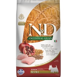 FARMINA N&D Ancestral Grain Dog Huhn, Dinkel, Hafer und Granatapfel Senior Mini 2,5 kg