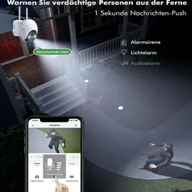 galayou 5MP Überwachungskamera Aussen Akku Solar Weiß