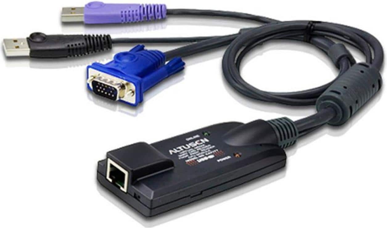 Aten 1 x RJ-45 Buchse, 2 x USB Type A Stecker, 1 x HDB-15 Stecker, LED /orange, Kunststoff, KVM-Switch Kabel