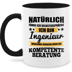 Shirtracer Tasse Natürlich führe ich Selbstgespräche ich bin Ingenieur, Keramik, Kaffeetasse Job Geschenk schwarz