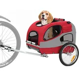 SEPNINE Fahrradhundeanhänger M - Faltbar, mit Sicherheitsreflektoren, 3 praktischen Taschen rot