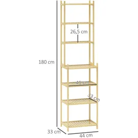 Homcom Badregal, Natur, Naturmaterialien, 33x180x44 cm
