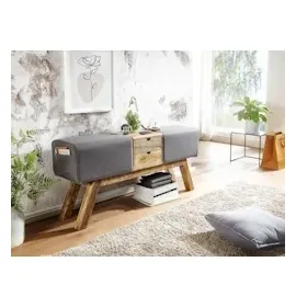 FineBuy Turnbock Stoff 120 cm Grau Springbock Stauraum Turnhocker Bank