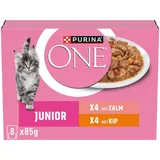 Purina ONE Junior Natvoer - Kip en Zalm - 8 x 85 g
