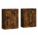 furnicato Wandhängeschrank Wandschrank Räuchereiche 69,5 x 34 x 90 cm mit Stauraum, 2-tlg. braun 69.5 cm x 90 cm x 34 cm