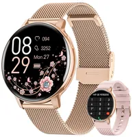 Smartwatch Damen Rund, 1.39" HD Fitnessuhr mit Telefonfunktion, 120+Sportmodi Herzfrequenz Schlafmonitor SpO2 Uhr Damen, IP68 Wasserdicht Schrittzähler Wecker Fitness Tracker für iOS Android Roségold