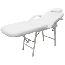 vidaXL Kosmetikstuhl Tragbar Kunstleder 185×78×76 cm Weiß